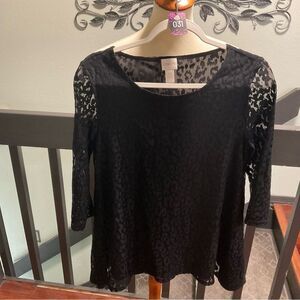 NEOT Chico's Elegant Black Lace Blouse size Chico’s 0 #031
